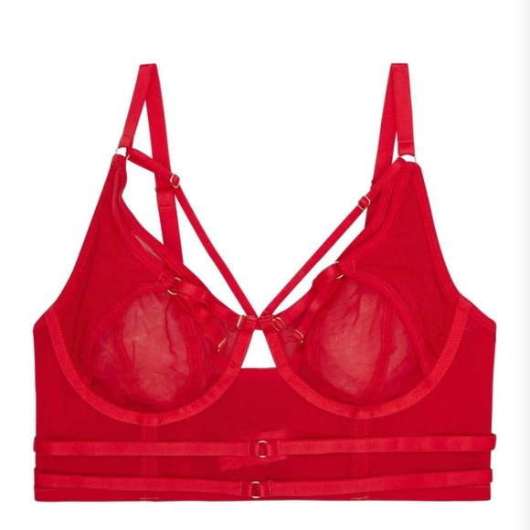 PLAYFUL PROMISES Eddie Red Crossover Balconette Bra - 34J - Picture 3 of 7